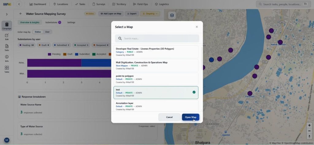 add layer on map for analysis