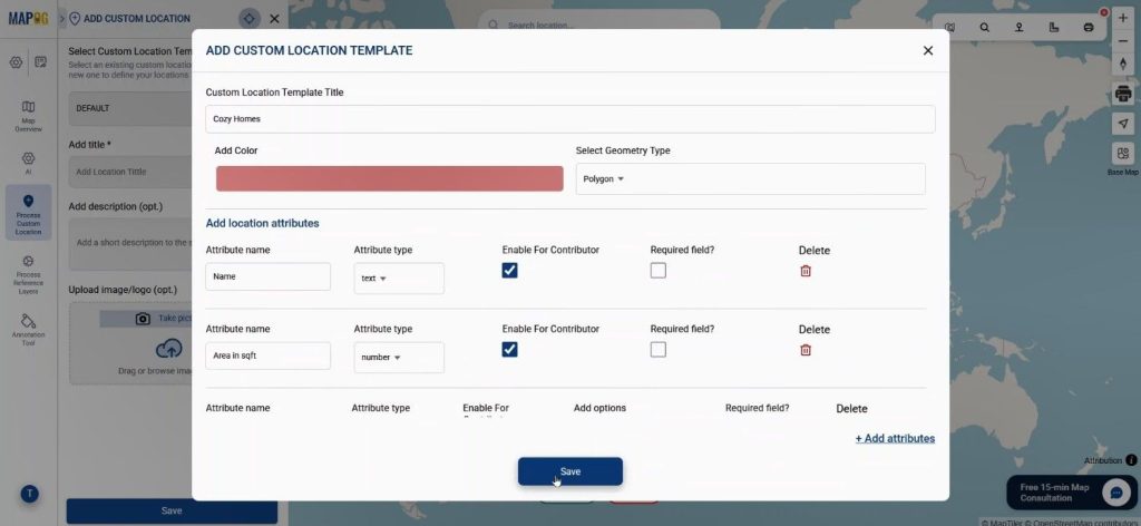Create new custom location template for Interactive Web Map