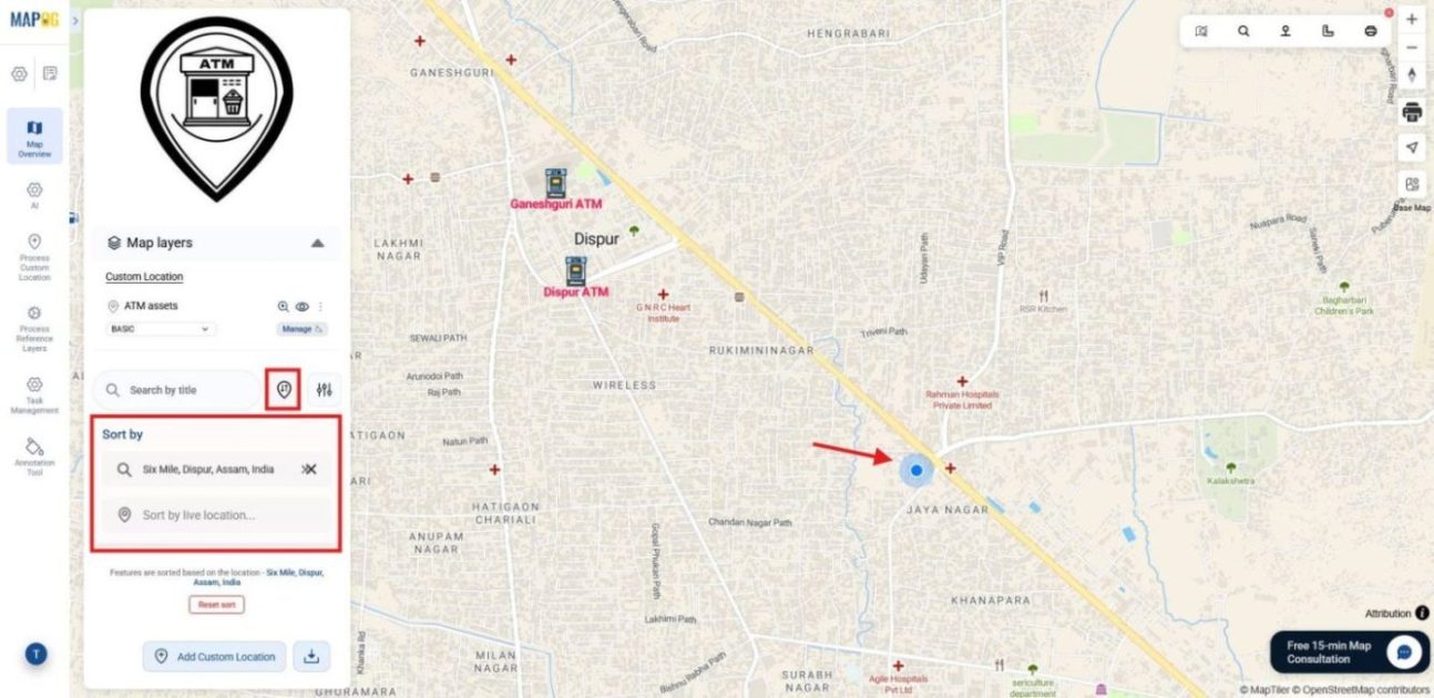 Sorting locations by distance or name to prioritize visits.