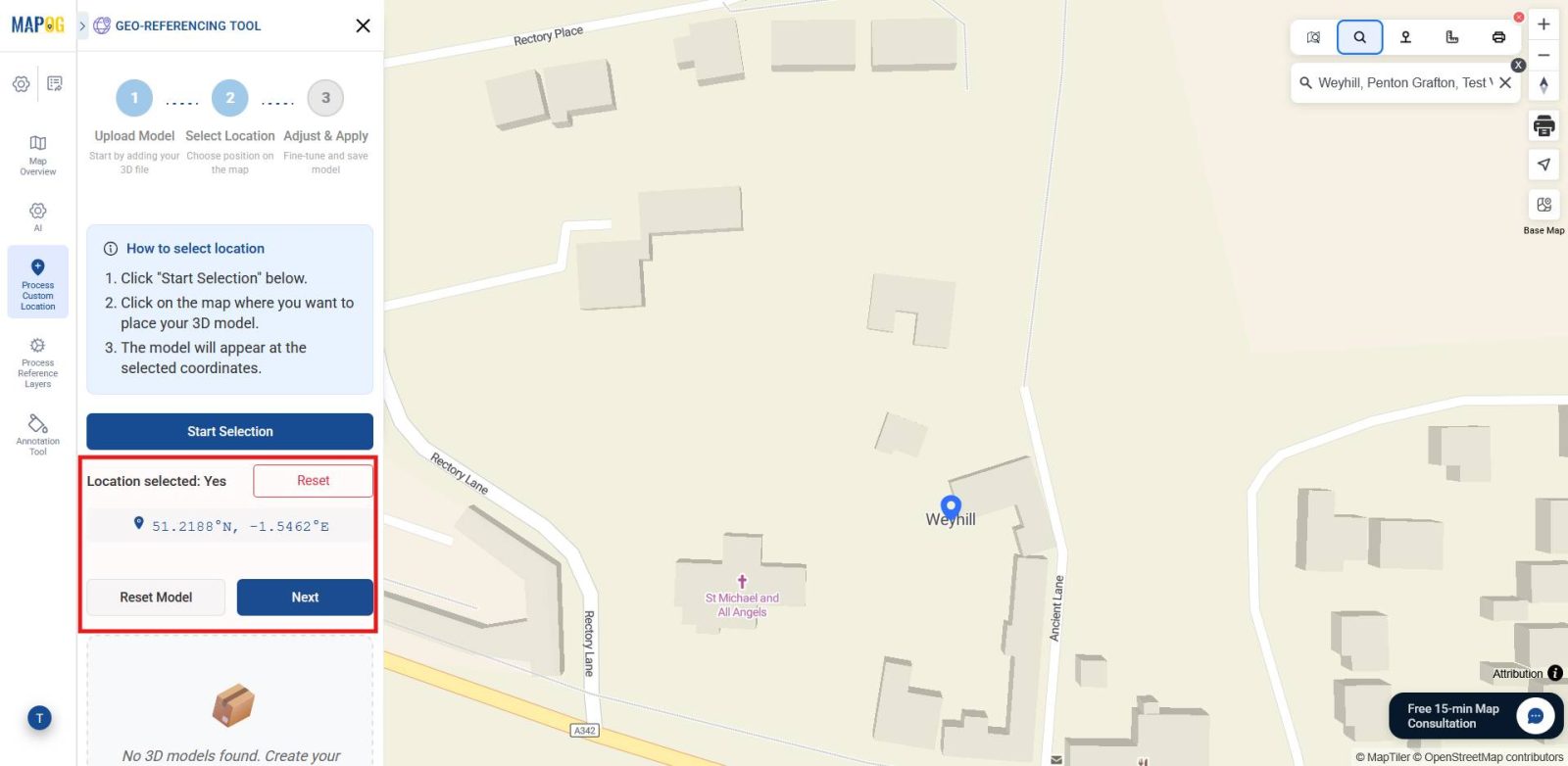 Latitude and longitude fields auto-filled to ensure accurate placement when you upload and showcase 3D building models.