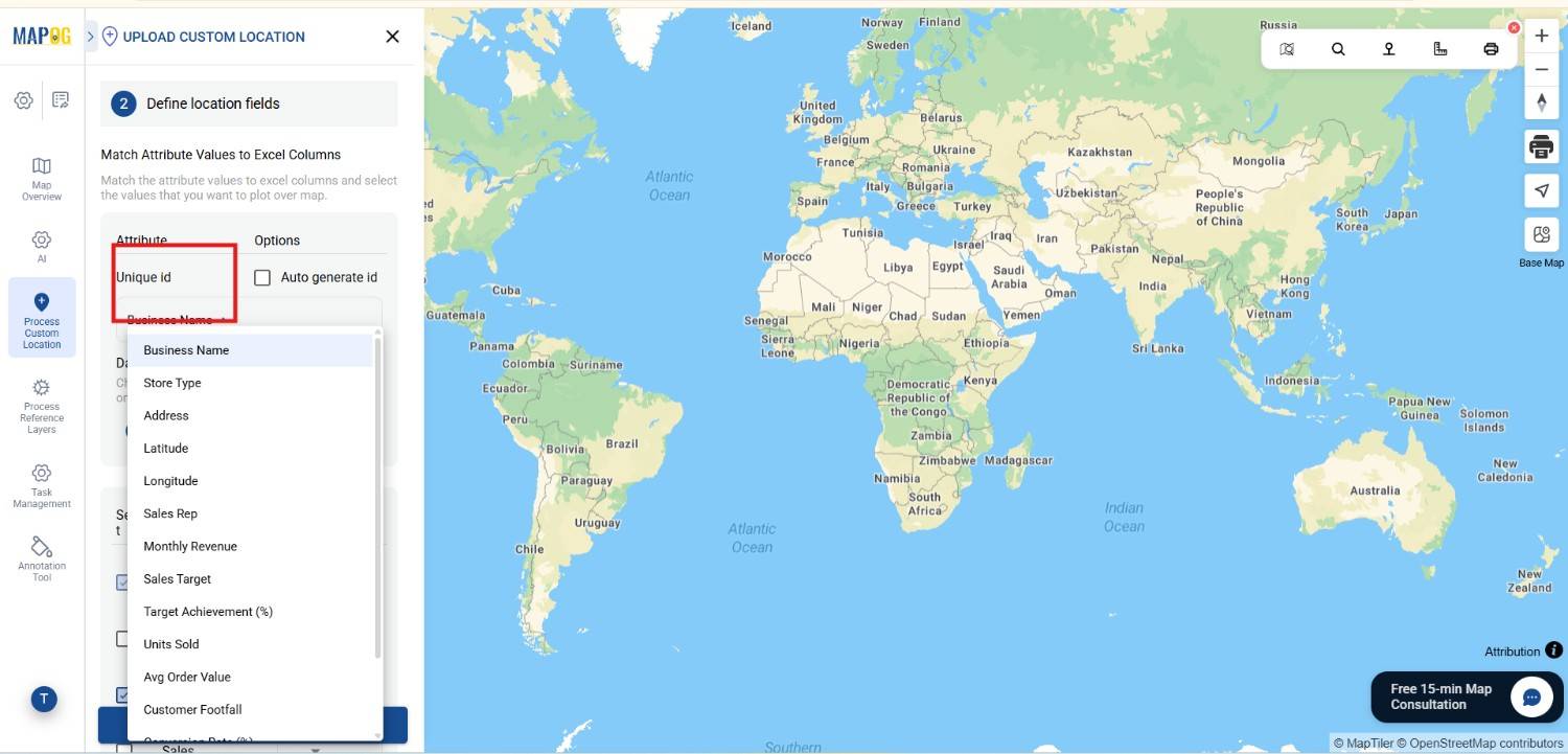 Choose a unique id for your map