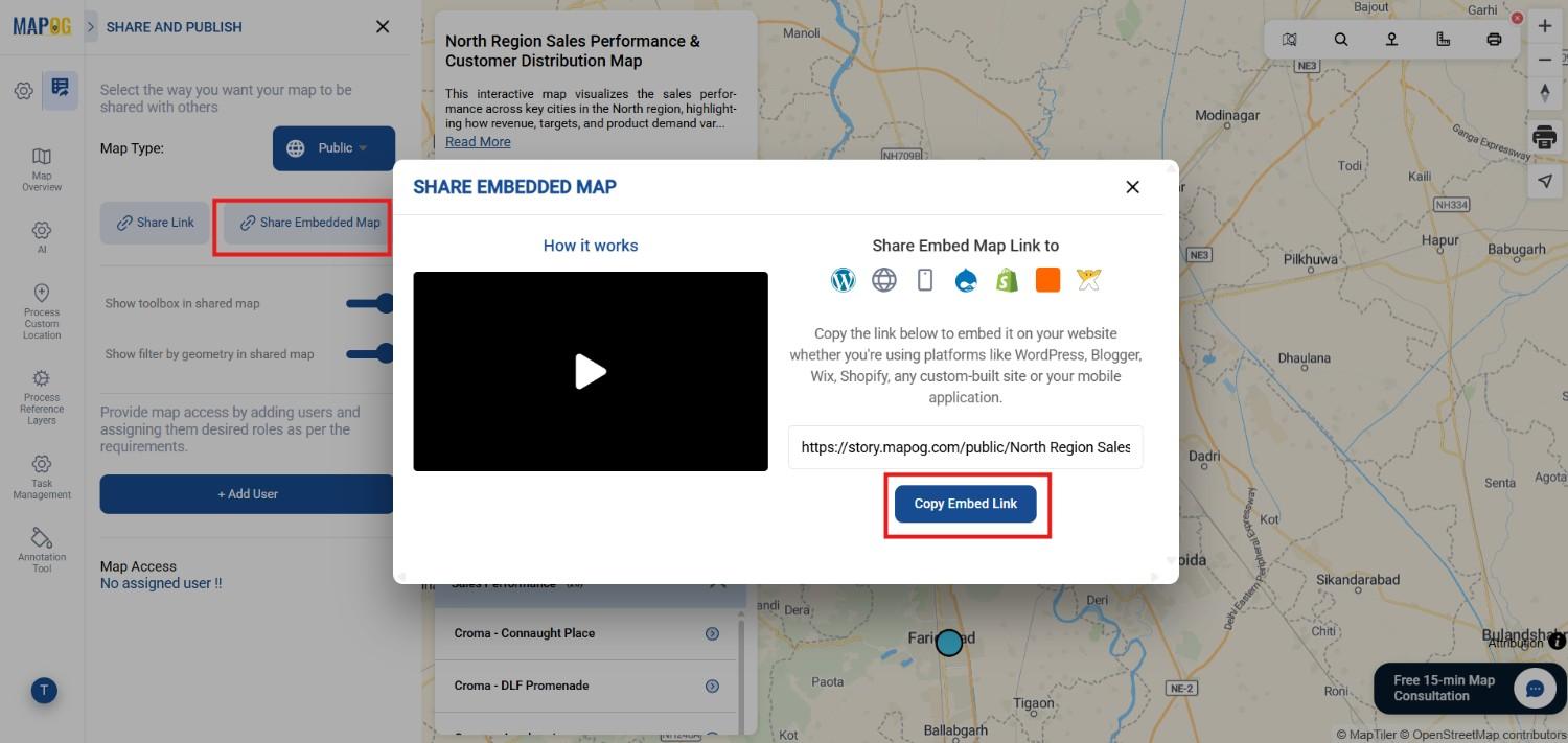 share embedded map link