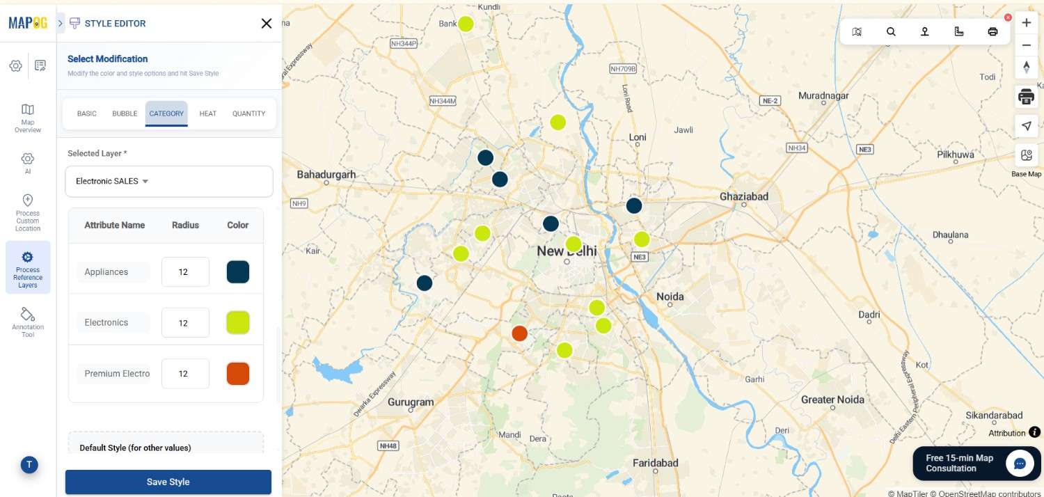 select different colour and save the style to Create Shareable Maps