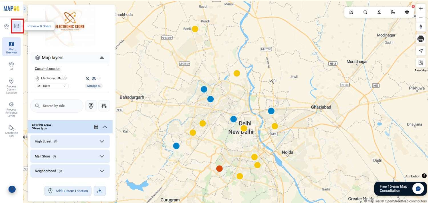 click on preview and share to share your Create Shareable Maps