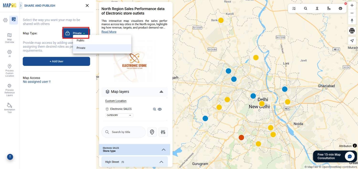 choose whether private or public map type