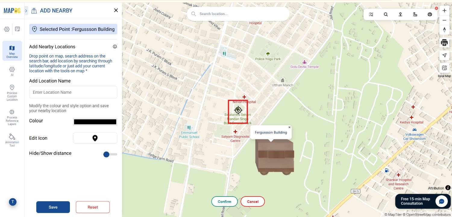 select the places near your property
