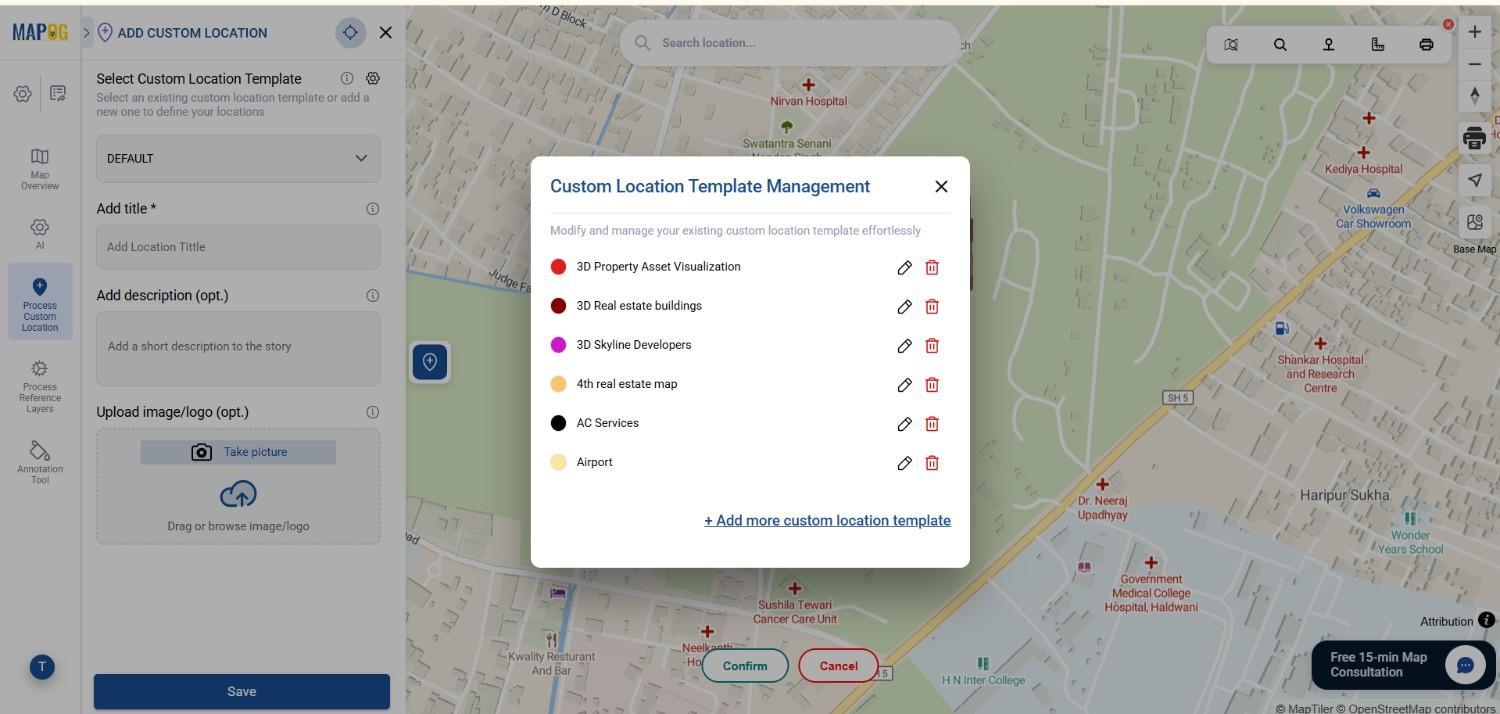 create a new custom location template by clicking add more custom location template of the property 