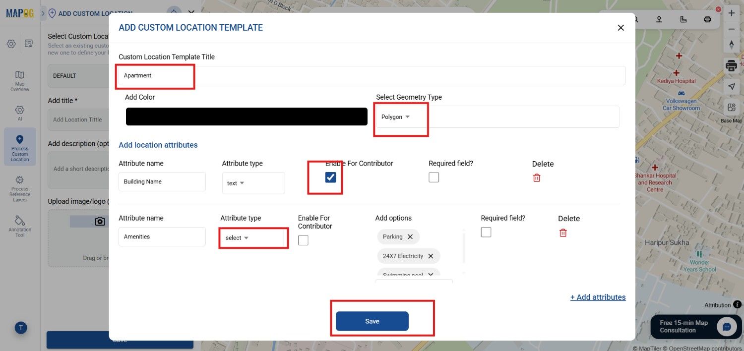 write attributes using dufferent atttributes types like text , for property map