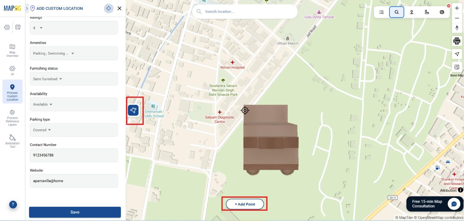 draw polygon by clicking polygon tool and click on add points