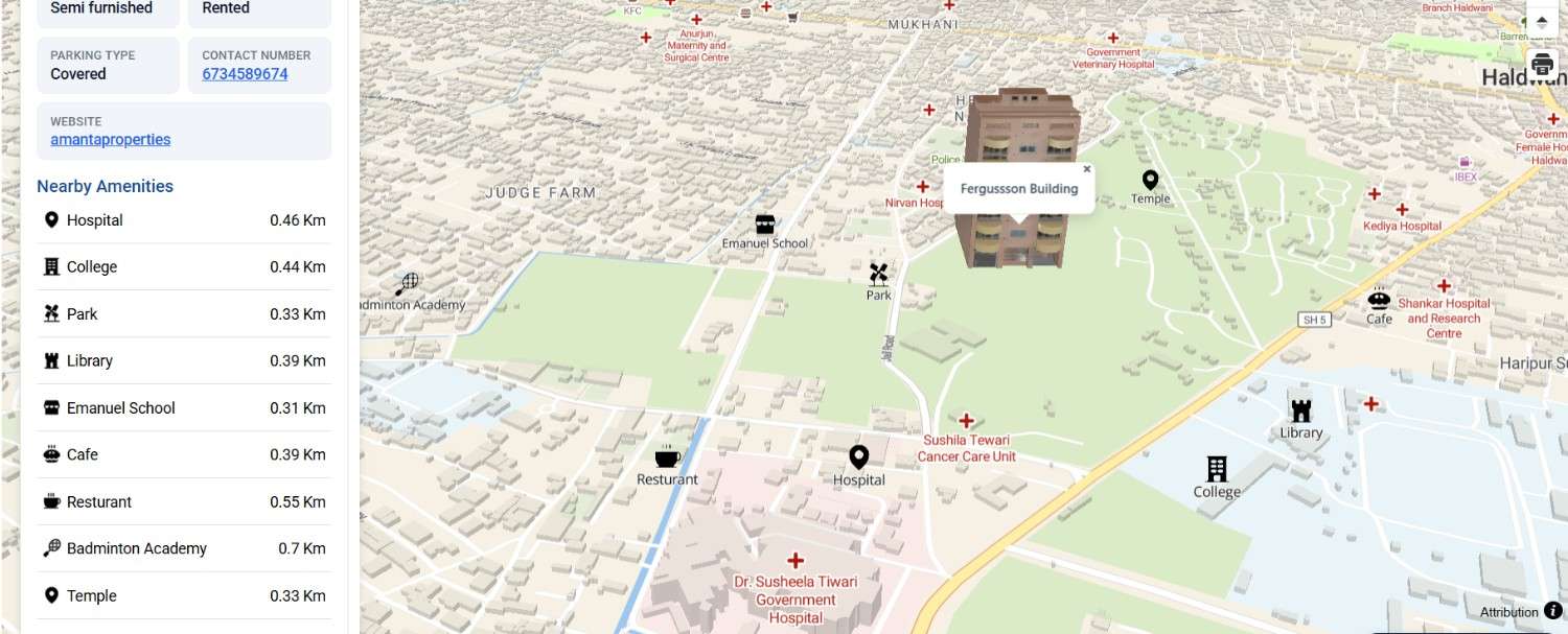 3d property map with nearby places 