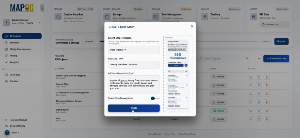 Create new map