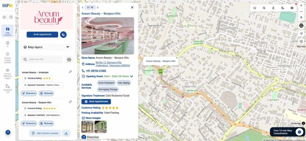 showcase all franchise locations for a business network.