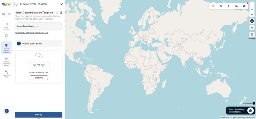 showcase all franchise locations with Excel data upload