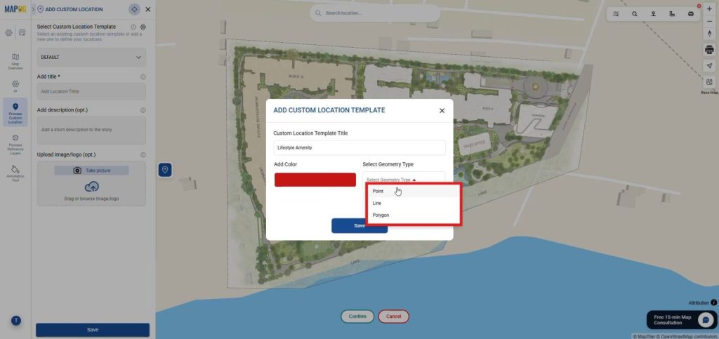Choose geometry type for custom location template