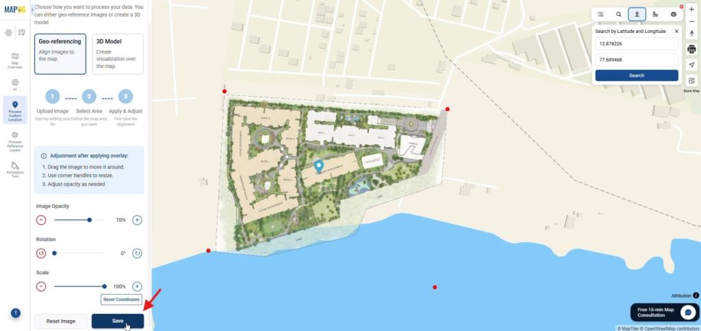 Upload Your Base Map align image for accurate georeferencing on map