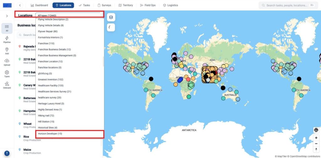 Location dashboard for Residential and Commercial Properties
