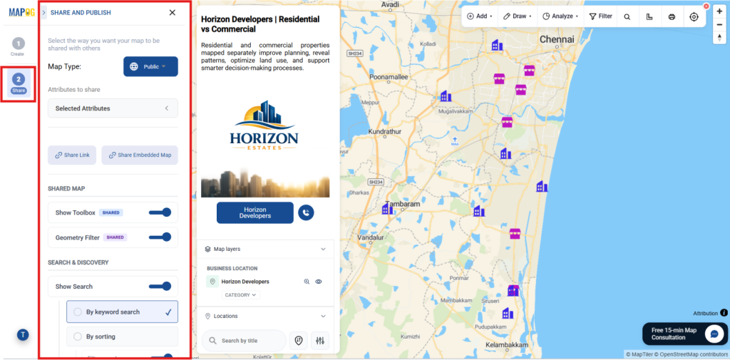 Preview & Share  to publish your map