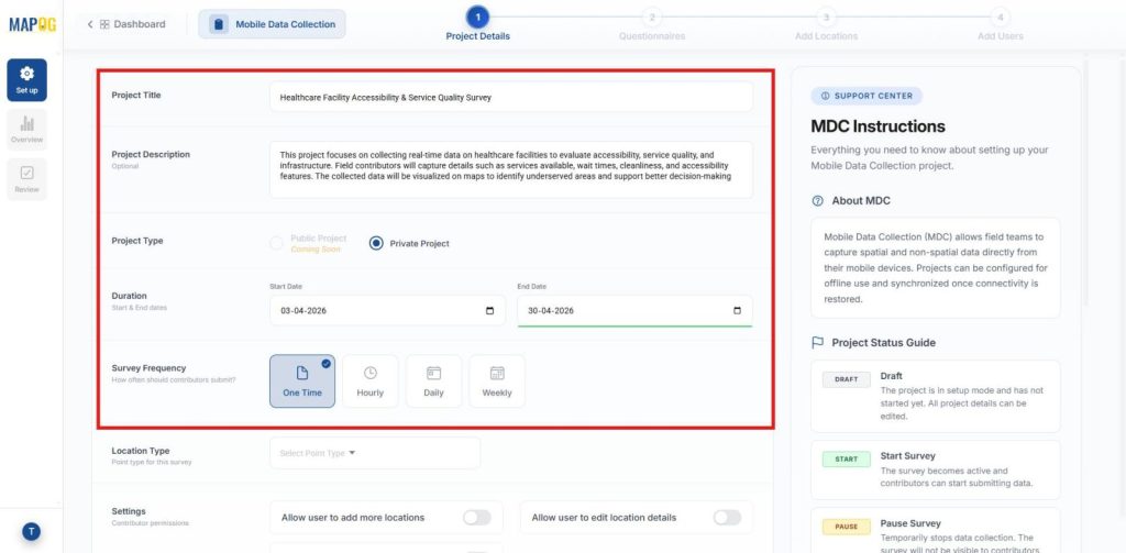 Define project details
