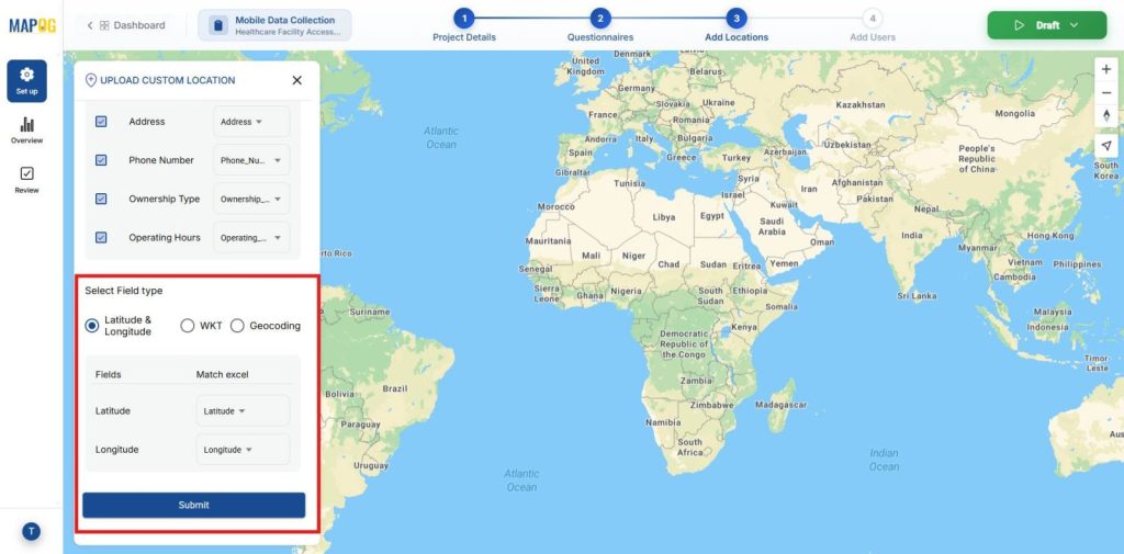 Assign Latitude and Longitude