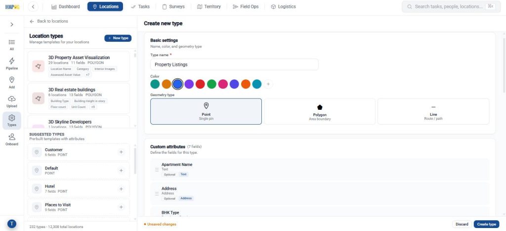 Create Location type for your display property listings map