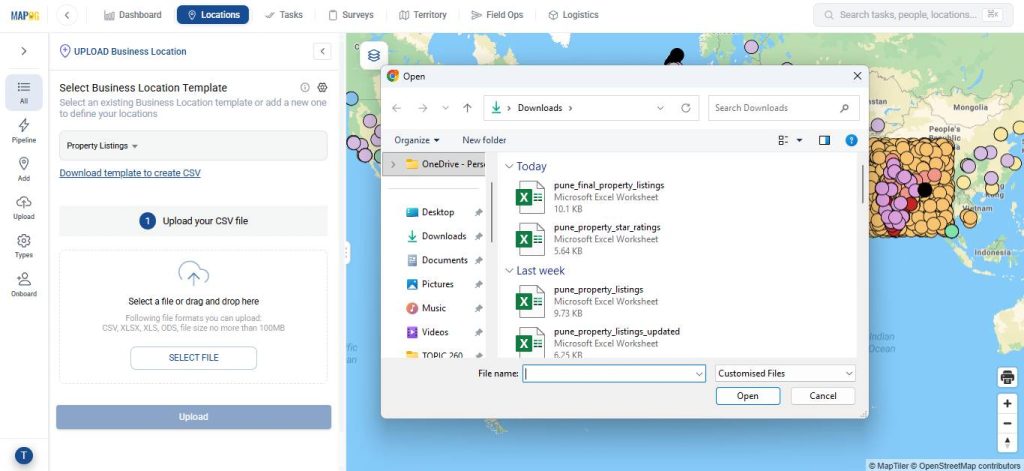 Upload CSV/ Excel file