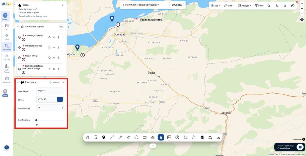 Customizing icons with color, size and rotation