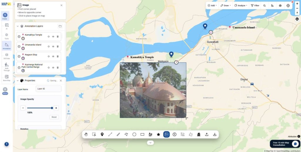 Drawing an area on the map to define placement for the image
