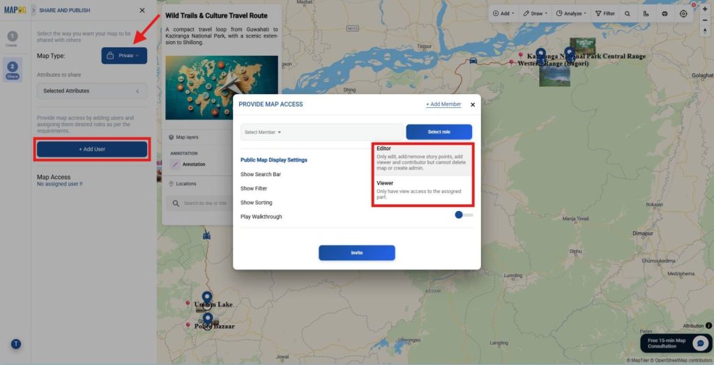 Share it privately by adding users and assigning roles