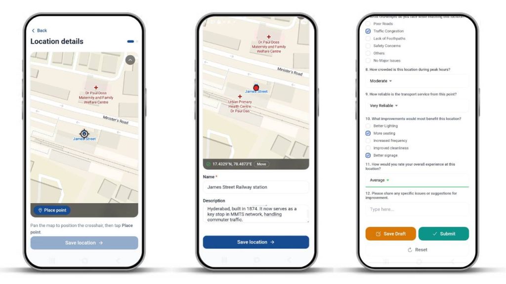 Add new location and fill the survey form