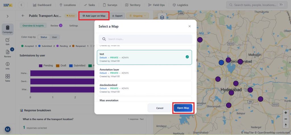 Add layer on map