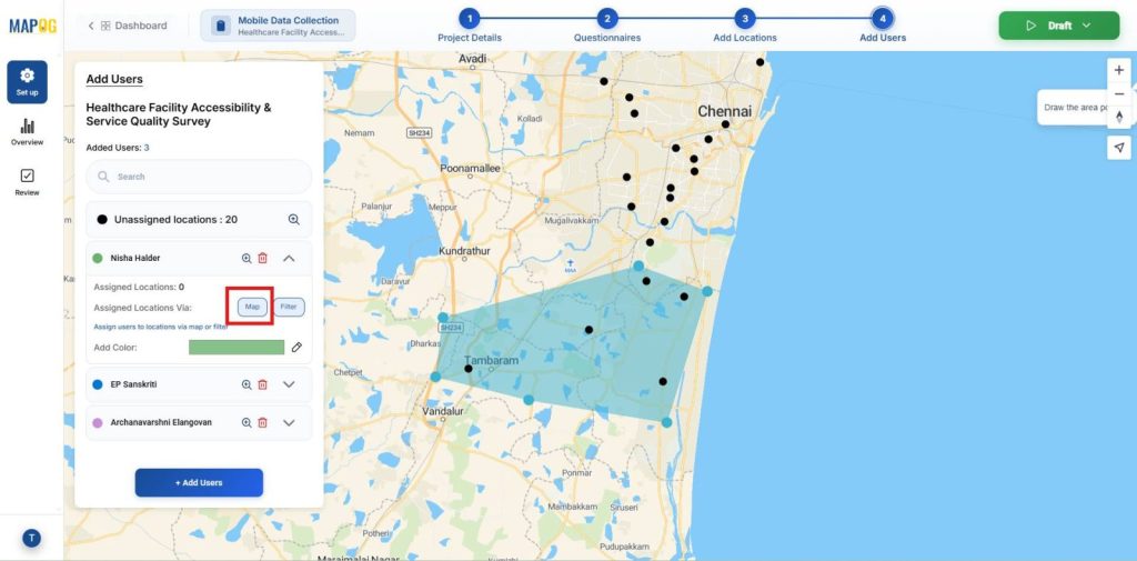 map tool to draw assigned areas