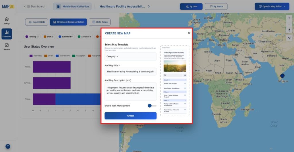 create a new map for Field Surveys and Store Data