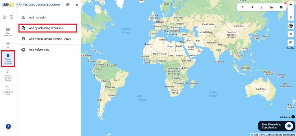 Process custom loaction