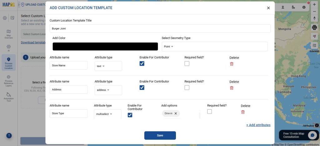 Custom location template