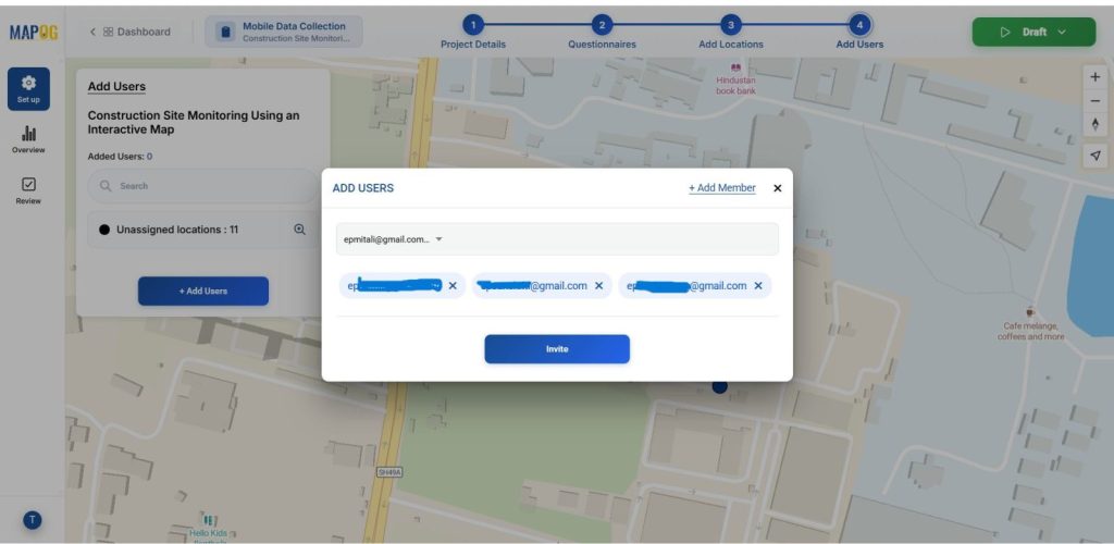 select the members and invite them as users to Plan and Monitor On-Ground Activities