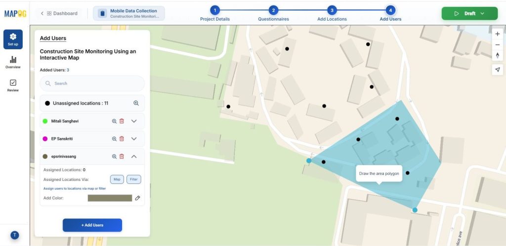 assign each user a particular area