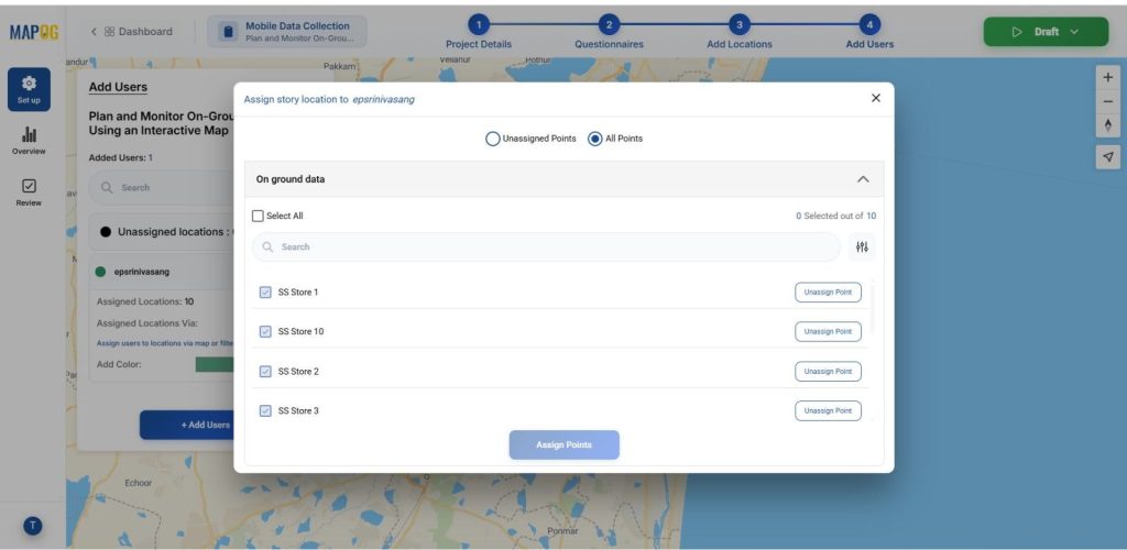 filter option to assign users from unassigned or all points