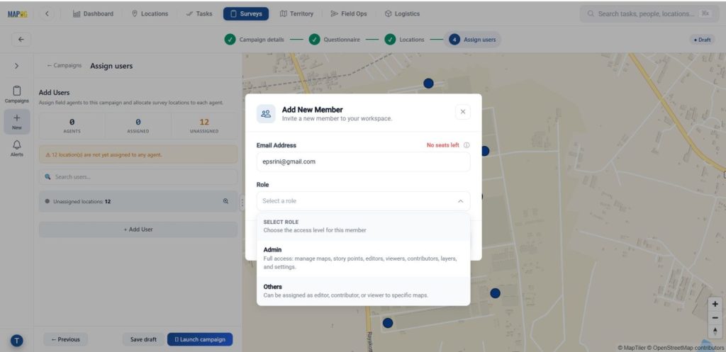 Add user to Collect and Manage Field Data