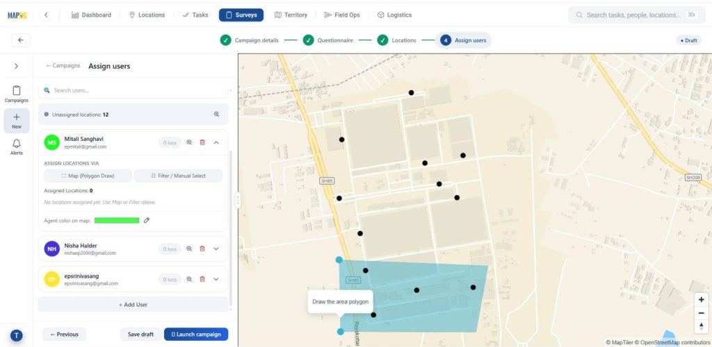 assign each user a particular area to Collect and Manage Field Data