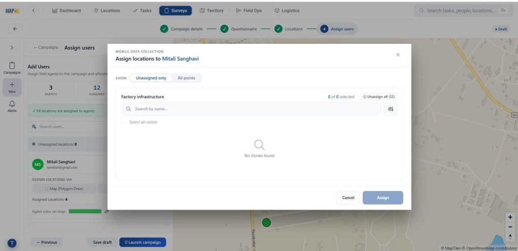 filter option to assign users from unassigned or all points