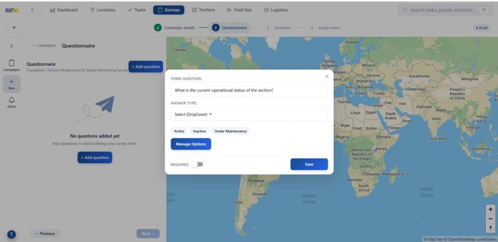 add & manage question to Collect and Manage Field Data
