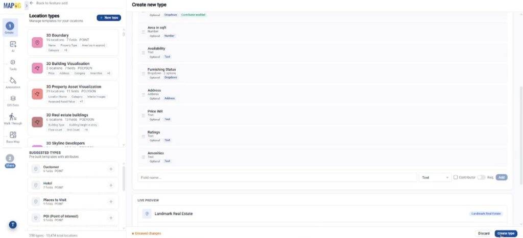 add fields in location template