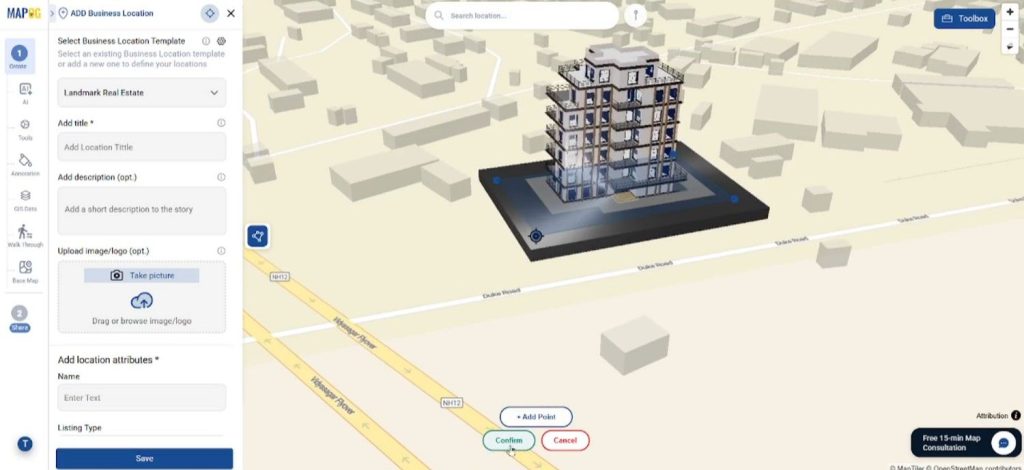 Adding 3D Objects with polygon building boundaries.