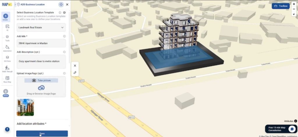 Adding 3D Objects with manual location editing.