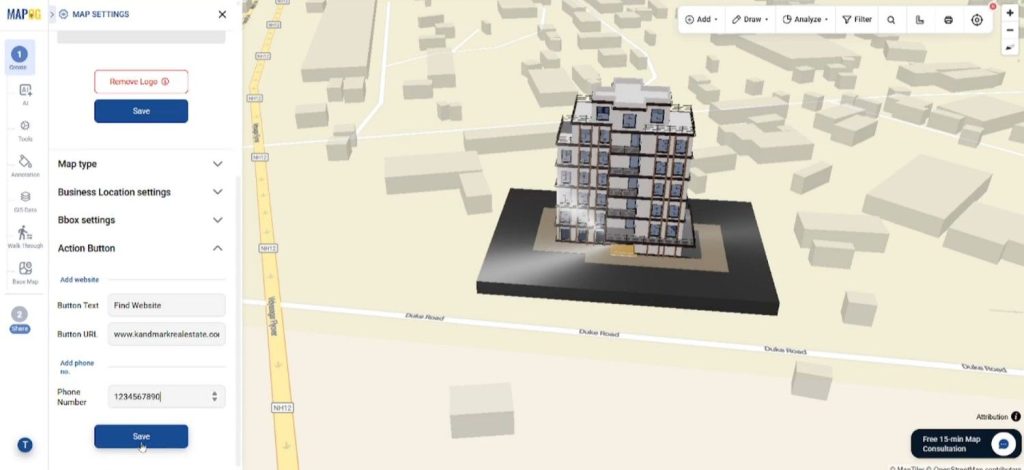 add contact information in map