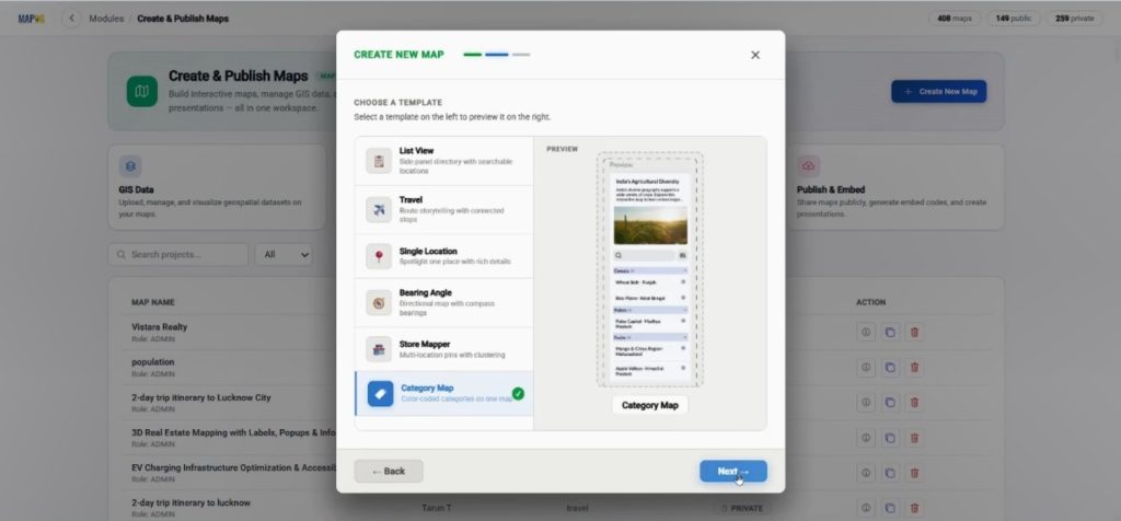 Create map page using Custom Information Template category inside MAPOG.
