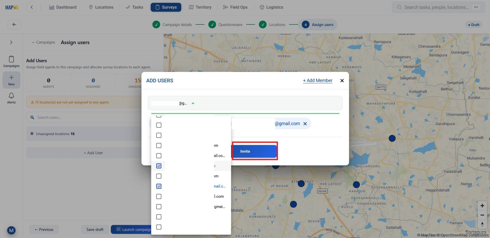 Screenshot 2026-05-04 130307 Conduct Site Inspections Using GPS by selecting members and sending invites to add as contributors.