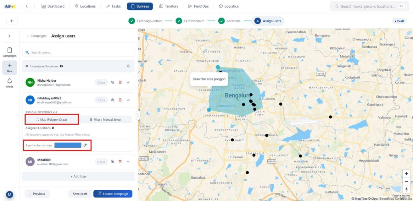 Screenshot 2026-05-04 130509 Conduct Site Inspections Using GPS by assigning locations with drawing polygon to team members