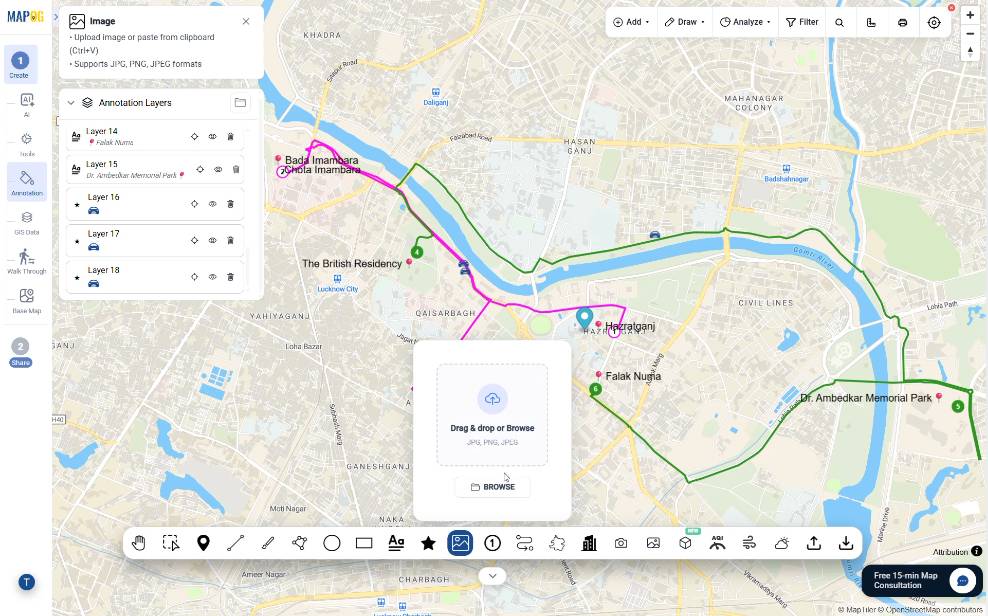 uploading images to make the itinerary more interactive and immersive
