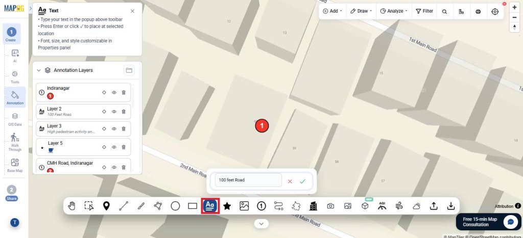 add annotated text on interactive map